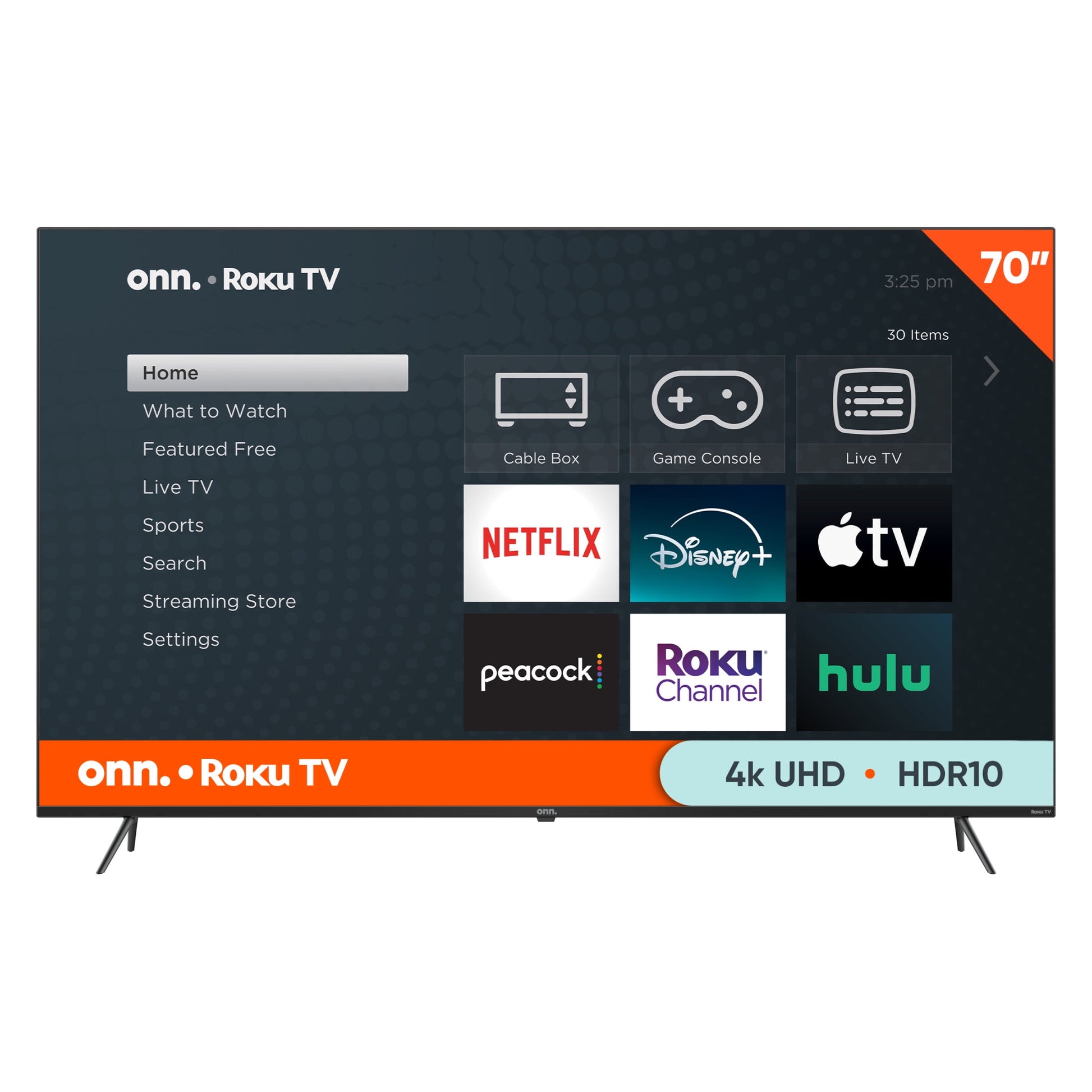 70” Class 4K UHD (2160P) LED Roku Smart Television HDR (100012588) and  Fixed TV Wall Mount for 32" to 86" Tvs, Holds up to 120 Lbs